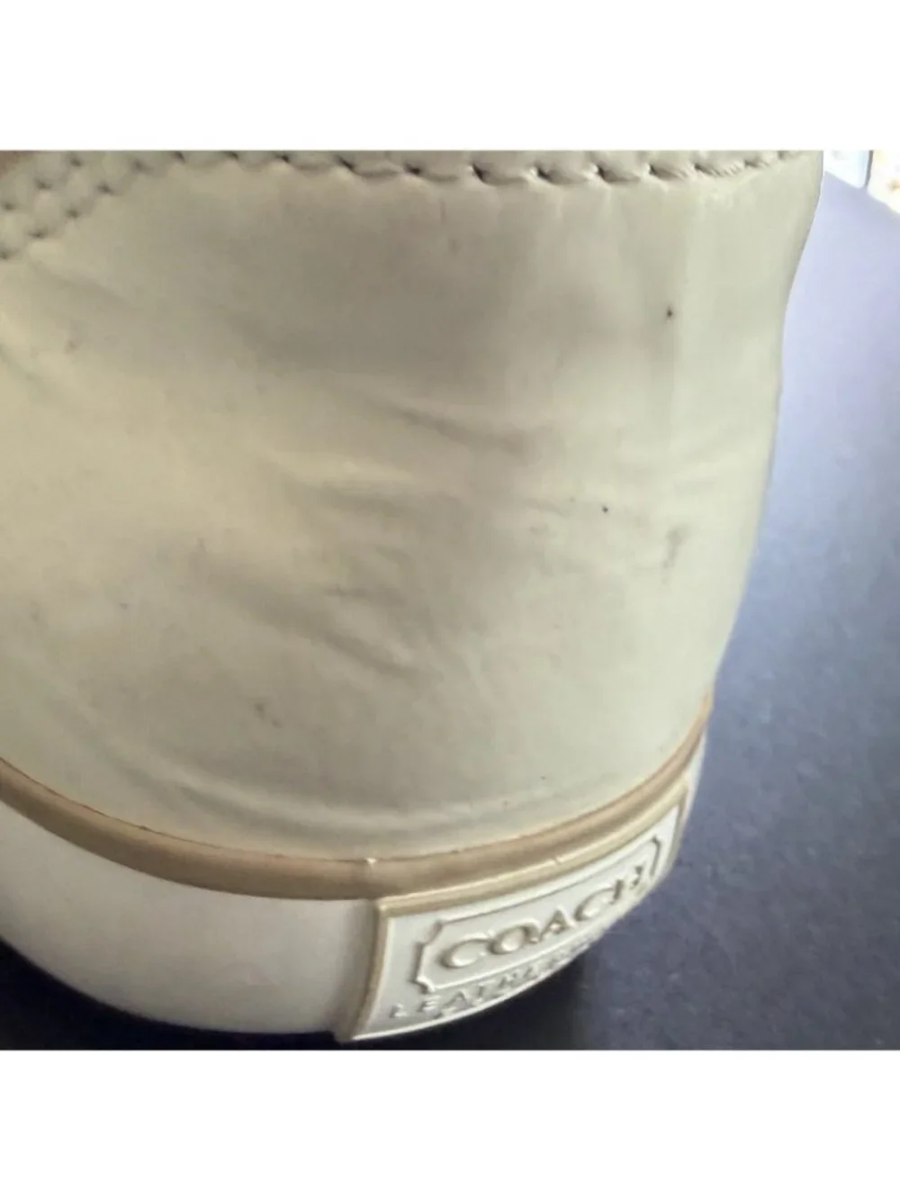 Coach Barrett A1081 Signature Jacquard Canvas Sneakers W 9.5 Khaki White Lace Up